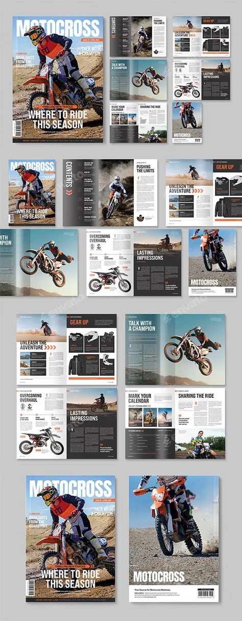 Motorbike & Motocross Magazine Template, Print Templates | GraphicRiver Yamaha Sport, Illusion Photos, Motorcycle Magazine, Bike Magazine, Sport Magazine, Enduro Motorcycle, Magazine Layout Design, Car Graphics, Social Media Design Inspiration