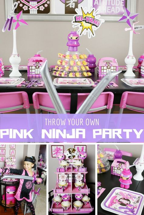 Ninja Princess Birthday Party, Spa Birthday Party Ideas, Girls Party Ideas, Ninja Themed Birthday Party, Ninja Theme Party, Karate Birthday Party, Spa Party Decorations, Ninja Birthday Party, Ninja Cake