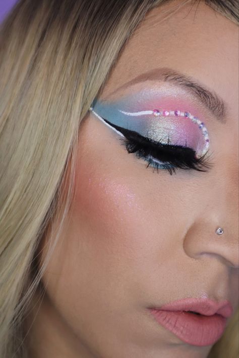 Trans Flag Makeup, Trans Pride Makeup, Trans Makeup, Trans Flag, Pride Makeup, Trans Pride, Roller Derby, Makeup Goals, Flag Colors