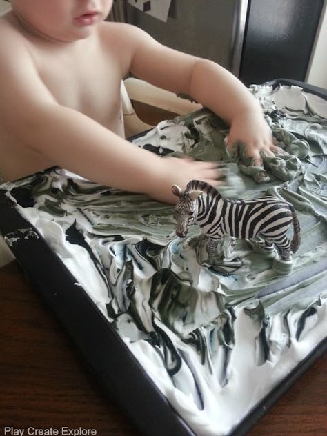 Zebra Shaving Cream Marbling  A super simple and fun art activity with beautiful results! Safari Eyfs, Africa Eyfs, Jungle Eyfs, Habitats Activities, Animals Eyfs, Shaving Cream Marbling, Dear Zoo Activities, Handas Surprise, Eyfs Ideas