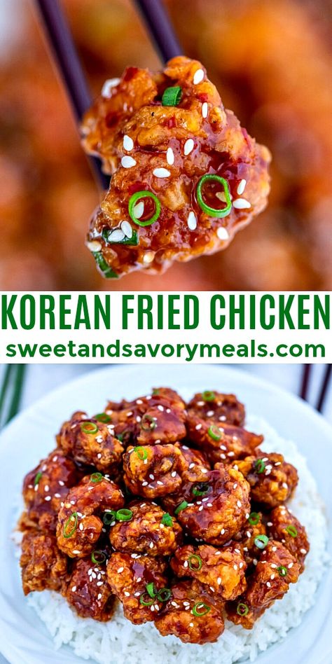 Korean Fried Chicken Recipe, Korean Chicken, Fried Chicken Recipe, Korean Fried Chicken, Sweet Chili Sauce, Chicken Dishes Recipes, Sweet Chili, Sweet And Savory, Asian Cooking