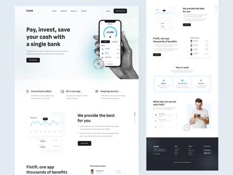 Fintech App, Landing Ideas, Mobile App Design Inspiration, App Landing Page, Mobile Wallet, Ui Design Website, Art And Craft Videos, App Design Inspiration, Wedding Site