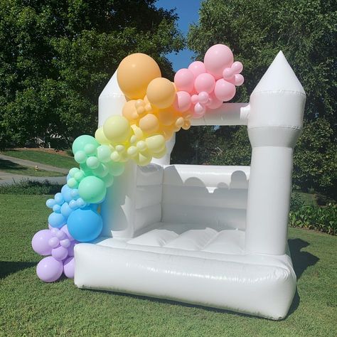 Did you guys know @playfuladventuresllc offers a toddler version of the white bounce house in the Triad! It’s the perfect size for a first… | Instagram White Bounce House, Bounce Houses, Hip Hip Hooray, Pastel Balloons, Creative Event, Mobile Bar, Hip Hip, Bounce House, Balloon Arch