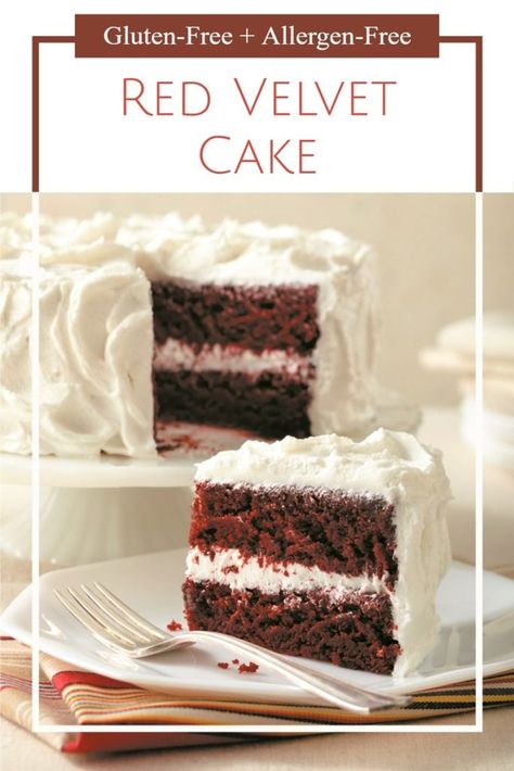 Gluten-Free Vegan Red Velvet Cake Recipe (Top Allergen-Free!) Allergen Free Cake, Gluten Free Red Velvet Cake, Vegan Red Velvet Cake, Vegan Red Velvet, Coffee Buttercream, Red Velvet Cake Recipe, Velvet Cake Recipes, Dairy Free Cream, Natural Food Coloring