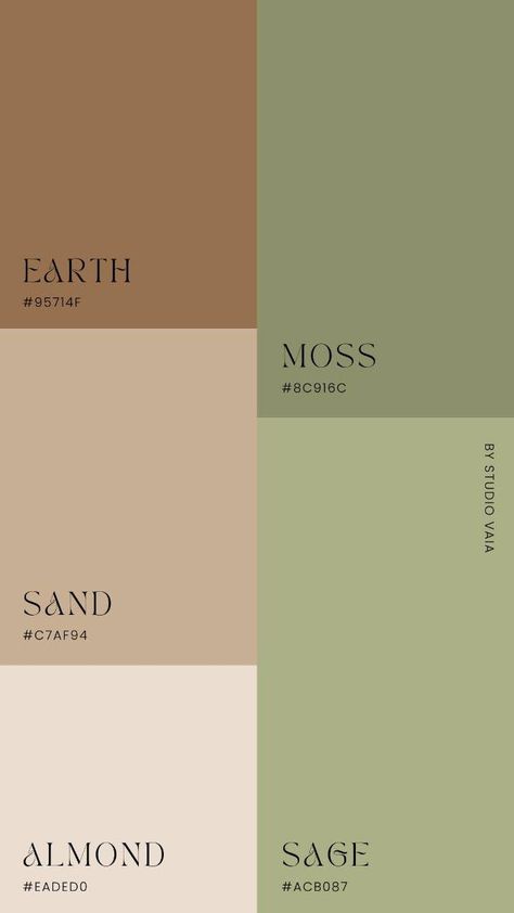 Natural Earth Color Palette, Earth Tones Pallet, Color Matching Interior Design, Earth Colours Aesthetic, Browns And Green Color Palette, Sage Green Rooms Color Scheme, Organic Color Scheme, Earthy Feminine Colour Palette, Earthy Tone Aesthetic