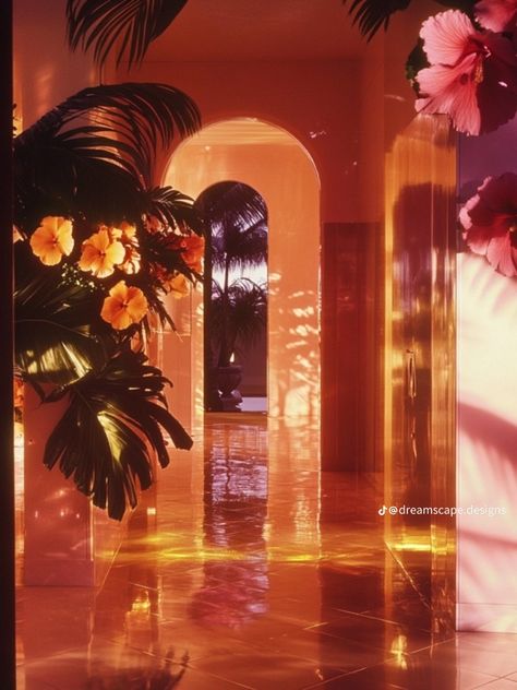 Dreamscape House, Widgets Ipad, Sunset Villa, 80s Room Decor, 80s Interior Design, House Movie, 80s Room, Flowers Sunset, 80s Interior