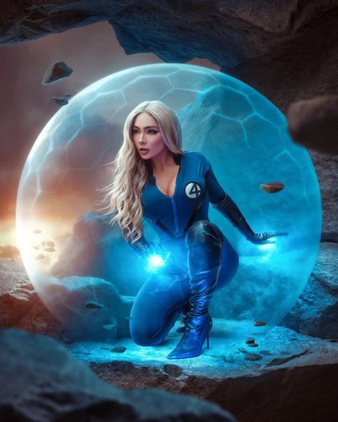 Playing the (Force) Field. 🔵4️⃣🚺 @caitlinchristinee as Invisible Woman Edited by @gervisuals #InvinsibleWoman #SueStorm #FantasticFour #Fantastic4 #F4 #4 #MrFantastic #HumanTorch #TheThing #Marvel #MarvelComics #MarvelUniverse #InvinsibleWomanCosplay #FantasticFourCosplay #MarvelCosplay #CosplayersOfInstagram #CosplayersOfIG #Cosplayers #Cosplay #PinUp #Blonde #Spandex #Blue #Superhero #Comics #VanessaKirby #JessicaAlba Marvel Universe Art, Blue Superhero, Woman Wallpaper, Force Field, Blue Lantern, Invisible Woman, Female Superhero, Marvel Characters Art, Comic Book Store