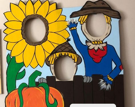 LittleGoobersParty - Etsy Fall Festival Games, Scarecrow Pumpkin, Birthday Photo Booth, Fall Carnival, Painted Decor, Harvest Fest, Photo Cutout, Fall Birthday Parties, Birthday Photo Booths