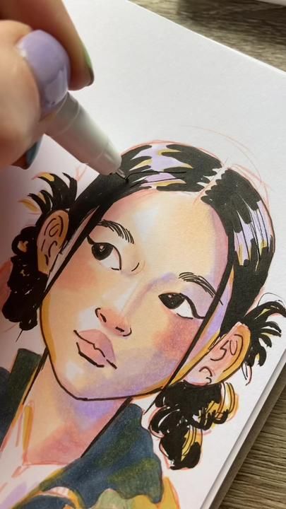 Face Marker Drawing, Lorna Kelleher Art, Marker Art People, How To Shade With Markers, Sketchbook Marker Drawings, Ohuhu Markers Art, Marker Portrait, Sketchy Art, Character Sketches