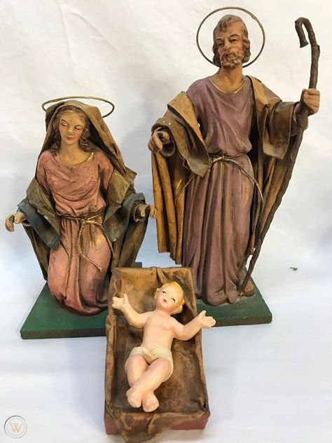 Vintage Italy Italian Paper Mache Nativity Creche Set 8 Figures | #1836600349 Nativity Made In Italy, Vintage Nativity Sets, Paper Mache Nativity, Nativity Creche, Vintage Nativity, Nativity Sets, Vintage Italy, Nativity Scene, Nativity Set