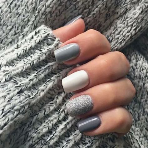 Grey Gel Nails, Grey Nail, Grey Nail Designs, Fake Nails Long, December Nails, January Nails, Wedding Nails Glitter, Short Gel Nails, Pink Homecoming