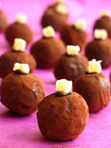 Candied Ginger Truffles - Valentines dessert Ginger Chocolate, Candied Ginger, Valentines Day Desserts, Truffle Recipe, Eat Dessert First, Baking Supplies, Chocolate Truffles, Eat Dessert, Candy Recipes