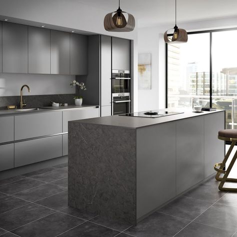 Compact Laminate, Laminate Worktop, Open Plan Kitchen Living Room, Modern Kitchen Design Luxury 2020, Kitchen Design Modern White, Kitchen Dining Living, Modern Kitchen Design Open Concept, White Modern Kitchen, Grey Flooring