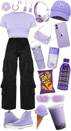 Lilac Clothes Outfit, Lavender Clothes Aesthetic, Purple Cute Outfits, Purple Preppy Outfits, Purple Clothes Aesthetic, Lavender Outfit Ideas, Outfit Ideas Purple, Purple Outfit Ideas, Neat Casual Outfits