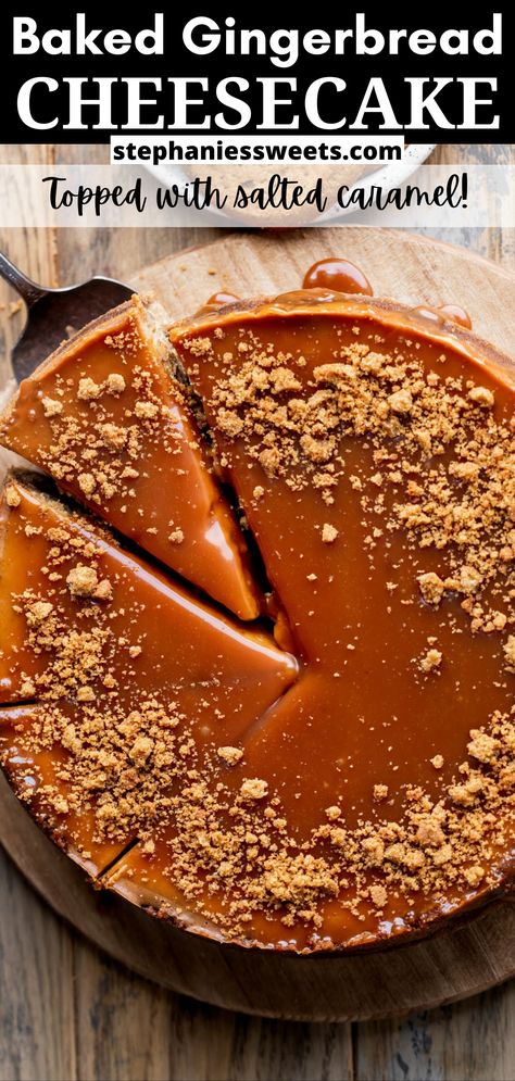 Gingersnap Crust Cheesecake, Gluten Free Christmas Cheesecake, New Years Cheesecake, Gingerbread Cheesecake Recipes, Ginger Bread Cheesecake, Festive Cheesecake, Winter Cheesecake, Cheesecake For Christmas, Ginger Cheesecake Recipe