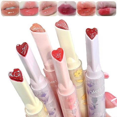 Buy Rungungde 6 Colors Jelly Lipstick - Jelly Lip Gloss Heart Shape Lip Stain, Long Lasting Moisturizing Tinted Lip Balm, Korean Lipstick Set for Women Makeup, Non-sticky (A) at Walmart.com Jelly Lips, Lipstick Korean, Korean Lipstick, Jelly Lip Gloss, Heart Shaped Lips, Korean Lips, Jelly Lipstick, Tinted Gloss, Women Makeup