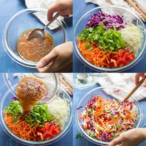 Asian Slaw Recipe, Sesame Ginger Dressing, Vegan Coleslaw, Asian Slaw, Summer Cookout, Sesame Ginger, Ginger Dressing, Vegan Side Dishes, Vegan Sides