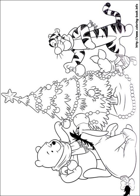 Christmas Colouring Pages, Pooh Christmas, Christmas Coloring Sheets, Winnie The Pooh Christmas, Christmas Friends, Christmas Coloring Books, Disney Colors, Easy Coloring Pages, Cartoon Coloring Pages