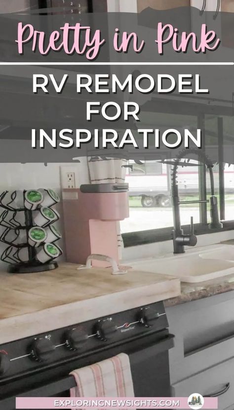 Pink Rv Remodel, Rv Remodel Before And After, Glamper Interior, Remodel Camper, Shabby Chic Campers, Pink Trailer, Glamper Camper, Glamping Ideas, Camper Trailer Remodel