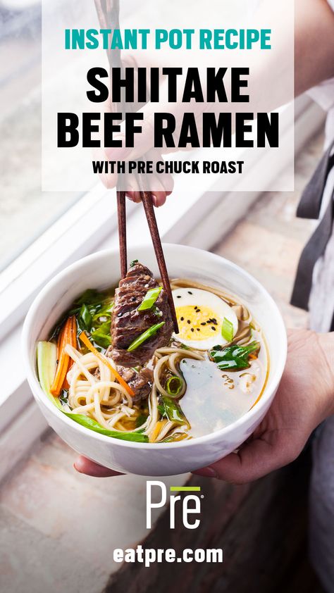 Chuck Roast Ramen, Instant Pot Beef Ramen, Beef Ramen Soup, Beef Ramen Bowl, Ramen Noodle Recipes Soup, Beef Ramen, Ramen Broth, Noodle Soup Recipe, Ramen Noodle Soup