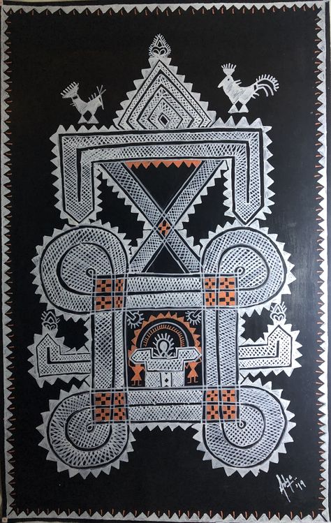 Hase Chittara Art, Chittara Painting, Madna Art, Chittara Art, Rangoli Painting, Art Forms Of India, Worli Painting, Warli Art, Madhubani Art