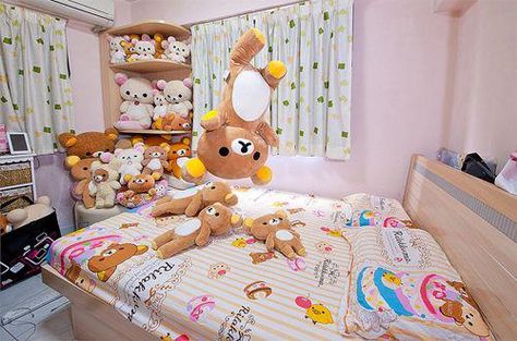 Rilakkuma Room! Rilakkuma Room, Kawaii Bedroom, Otaku Room, Kawaii Room Decor, Indoor Design, Kawaii Plush, Kawaii Room, Kawaii Shop, Rilakkuma