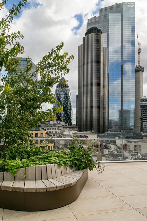 Awarding-winning Central London Roof Terraces 📍 60 London Wall, London, UK. Roof Terraces, Corten Steel Planters, Urban Gardens, London Wall, Steel Planters, Office Staff, High Expectations, National Theatre, Roof Terrace