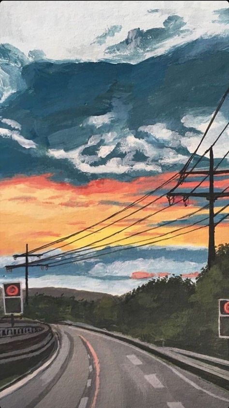 Road Art, Sky Art Painting, Funny Wedding Photos, Posca Art, Easy Canvas Art, Canvas Painting Landscape, Funny Wedding, Small Canvas Art, Arte Sketchbook