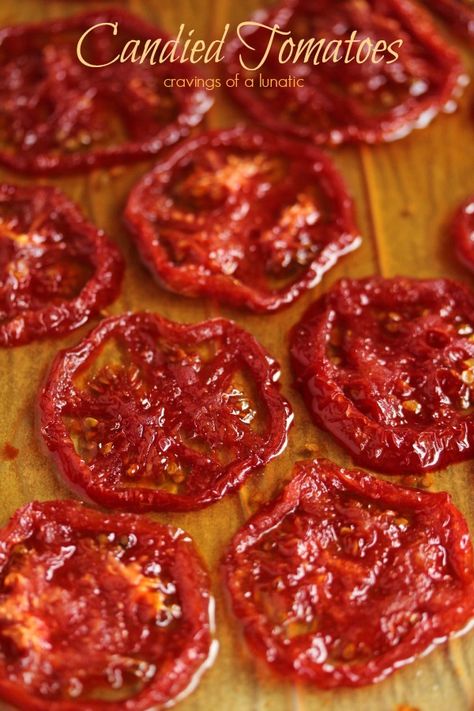 Candied Tomatoes | Cravings of a Lunatic | Seriously easy and wildly delicious! Candied Tomatoes Recipe, Candied Recipes, Candied Tomatoes, Recipes Sides, Yummy Veggies, Tomato Recipe, Bacon Pizza, Panini Recipes, Italian Comfort Food