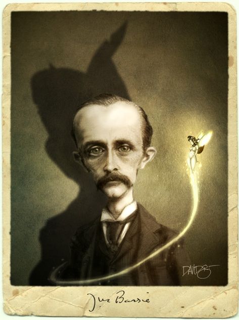 David García Forés, Illustration, Künstler, Comic - - http://untipoilustrado.tumblr.com/ - - J.M. Barrie by Disezno Bday Illustration, Fairy Portrait, Sick Kids Hospital, Tinkerbell Fairy, J M Barrie, Art Literature, Peter Pan And Tinkerbell, Greatest Villains, Tales Series