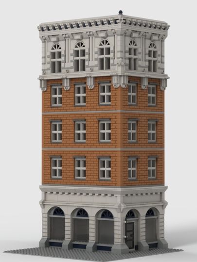 I felt like making an old brick building. A lot of my inspiration comes from the brick buildings in New York and Chicago. There are not a lot of tricky building techniques, mostly just regular bricks and a bit of studs on side building. Lego Architecture Building, Minecraft Brick, Old Brick Building, Minecraft Skyscraper, Buildings In New York, Minecraft Building Guide, Minecraft City Buildings, Rumah Minecraft Sederhana, Architecture Classic