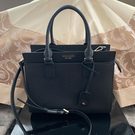 Kate Spade Purse In Black. 11” L, 8.5” H, 5.5” W Kate Spade Bag Black, Kate Spade Purse Black, Dream Bags, Kate Spade Handbag, Kate Spade Satchel, Brown Leather Satchel, Handbag Essentials, Dream Outfits, Bags Kate Spade