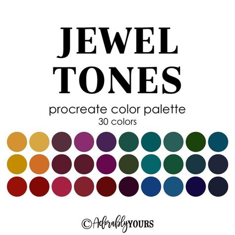 Gemstone Bedroom, Jewel Tones Color Palette, Jewel Tone Bedroom, Procreate Etsy, Jewel Tones Palette, Color Palette Procreate, Tone Color Palette, Jewel Tone Color Palette, Procreate Palette