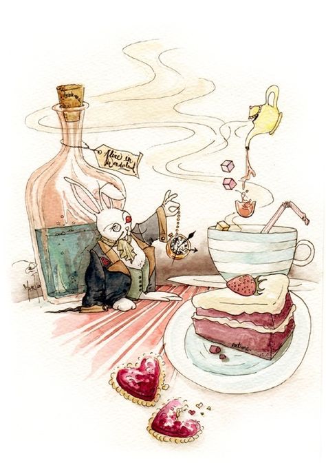 alice in wonderland, painting, watercolor Alice in Wonderland illustrations by Jonathan Maximillian Goh Cake Art Drawing, Drawing Alice In Wonderland, Golden Afternoon, Alice In Wonderland Artwork, Alice In Wonderland Illustrations, Wonderland Artwork, Cat Friends, Mad Tea Party, Lewis Carroll