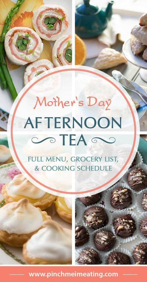 Cooking Schedule, Tea Party Sandwiches Recipes, Mother's Day Afternoon Tea, Tea Party Menu, Tea Party Sandwiches, Books And Tea, English Tea Party, Afternoon Tea Recipes, Tea Time Food