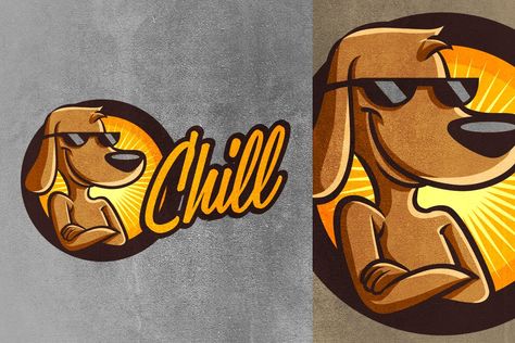 Chill Dog Mascot - Pet Logo Template AI, EPS. Download Dog Logos Ideas, Chill Dog, Dog Mascot, Pet Rock, Pet Logo, Dog Football, Cool Dog, Dog Branding, Unique Logo Design