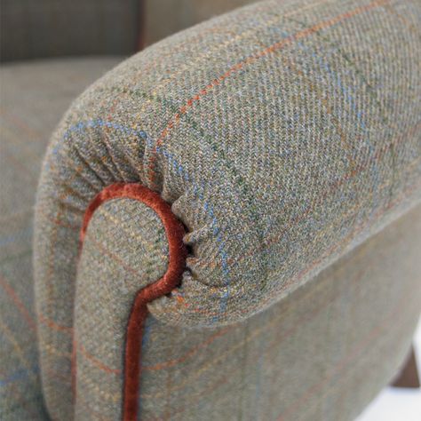 David Gundry Spoon Back Chair in Wool Tweed Green Tan Fabric 2 Hotel Lobby Seating, Upholstry Fabric, Lobby Seating, Bourbon Tasting, English Country Style, Tan Fabric, Tasting Room, Furniture Makeover Diy, Hotel Lobby