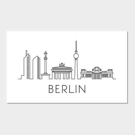 Germany Tattoo Ideas For Women, Germany Drawing Ideas, Berlin Tattoo Ideas, Germany Drawing, Berlin Drawing, Germany Tattoo, Berlin Skyline, Skyline Tattoo, Skyline Drawing