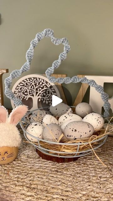 Caroline Fleming on Instagram: "Easter Basket 

The cutest little Easter basket transformed with macrame spiral knot. 
#easterbasketideas #spiralknot #macramebaskets #easterdecorideas #eastercrafting #macraméknots #easymacrame" Easter Macrame Ideas, Easter Macrame, Macrame Easter, Caroline Fleming, Spiral Knot, Macrame Ideas, Macrame Knots, Easter Basket, Easter Baskets