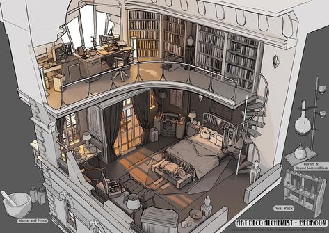 Dorm Room Concept Art, Room Concept Art, Interior Concept Art, Project School, Room Concept, 2d Drawing, Fantasy Rooms, Work Project, Architecture Concept Drawings