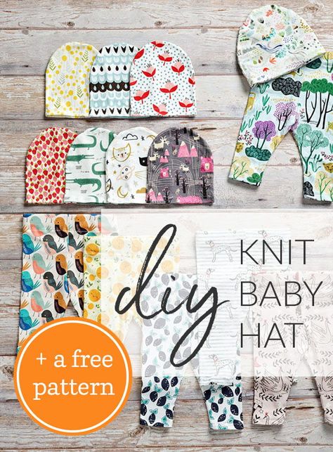 Baby Hat Patterns Sewing, Baby Hat Patterns Free, Free Baby Hat Pattern, Baby Hat Pattern, Sewing Projects For Babies, Baby Hats Sewing, Knitted Baby Hats Free Patterns Newborns, Easy Baby Sewing Projects, Sewing For Baby