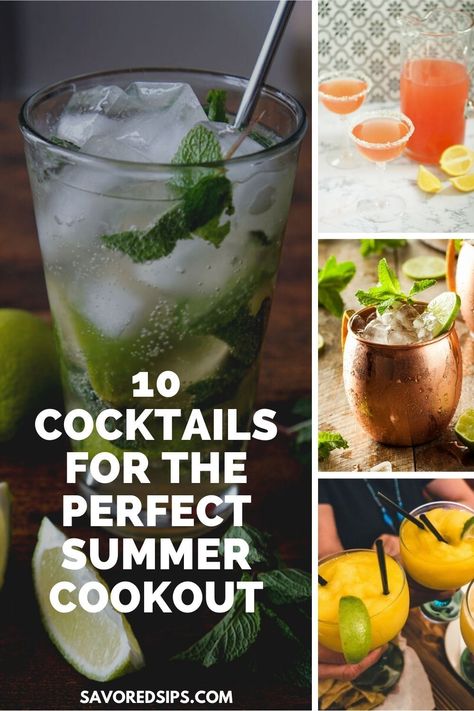 10 perfect cocktails to make for your summer cookout, barbecues and garden parties that can be served either as a single drink or as a batch cocktail for a larger crowd. | Summer Cocktails | Cocktail Recipe | Large Batch Cocktails, Blood Orange Martini, Hippie Juice, Fresh Blueberry Recipes, Frozen Mango Margarita, Blueberry Margarita, Red Sangria Recipes, Red Wine Sangria, Raspberry Gin