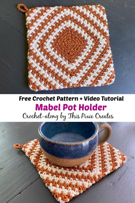 Crochet Pot Holders For Beginners, Crocheting Hot Pads, Granny Square Potholder Pattern, Crochet Pan Holder, How To Crochet A Pot Holder, Crochet Pot Holders Free Pattern Cotton, Crochet Hot Pad Pattern, Pot Holders Crochet Pattern Free, Crochet Hotpad Free Pattern