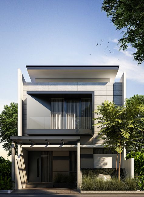 Small House Facade Design, Small House Facade, House Facade Design, Residence Elevation, Scandinavia House, Elevation House, Modern Tropical House, Small House Elevation, House Remodeling