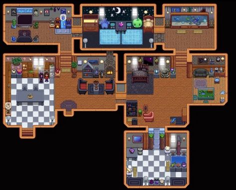 Stardew Valley Farmhouse Interior Design, Stardew Valley House Interior Sebastian, Stardew Valley House, Stardew Valley Tips, Farmhouse Designs, Gaming Stuff, Stardew Valley, Farmhouse Design, House Layouts