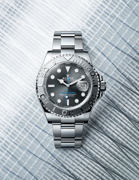 The Yacht-Master 40 in a Rolesium version – the case and bracelet are made of Oystersteel while the bezel is crafted from 950 platinum. It features a dark rhodium dial with a contrasting turquoise seconds hand. #Rolex #YachtMaster #101031 Luxury Proposal, Rolex Submariner Black, Rolex Yachtmaster, Rolex Datejust Men, Rolex Oyster Perpetual Date, Rolex Milgauss, Used Rolex, Rolex Cellini, Yacht Master