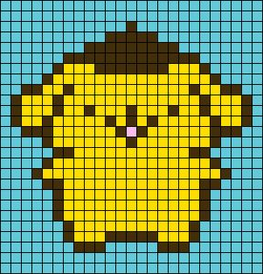 Pompompurin Cross Stitch, Sonic Blanket, Sanrio Minecraft, Pompompurin Cute, Palm Pals, Pixel Grid, Crochet Grid, Easy Pixel Art, Perler Crafts