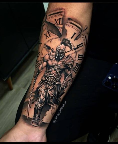 Knight Tattoos, Half Arm Sleeve Tattoo, Warrior Tattoo Sleeve, Gladiator Tattoo, Cool Nature, Spartan Tattoo, Lion Tattoo Sleeves, Geometric Sleeve Tattoo, Wolf Tattoo Sleeve