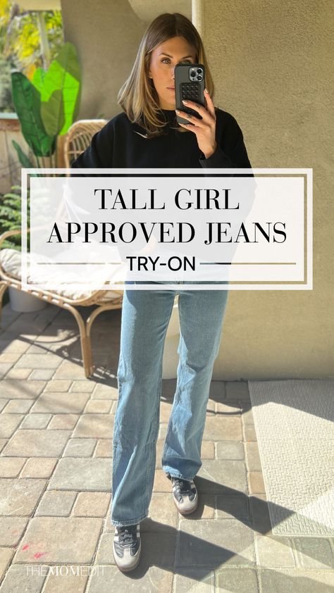 Straight Leg Long Jeans Outfits, Boyfriend Jeans Tall Women, Casual Straight Jeans, Wide Leg Jeans For Tall Women, Well Fitted Jeans, Wide Leg Full Length Jeans Outfit, Men’s Jeans Outfit Women, Best Straight Jeans Women, Tall Women Jeans