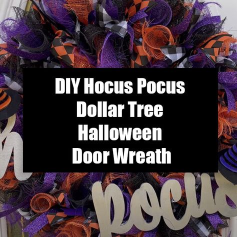 Hocus Pocus Deco Mesh Wreath, Hocus Pocus Wreath Ideas, Hocus Pocus Wreath Diy, Hocus Pocus Tree, Hocus Pocus Wreath, Halloween Wreath Diy Tutorials, Picture Frame Wreath, Halloween Door Wreaths, Halloween Mesh Wreaths